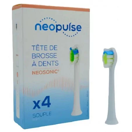 Neosonic Neopulse Tetes De Brosse A Dents Electrique Souple Blanc Boite De 4