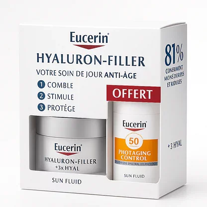 Eucerin Pack Hyaluron Filler Jour 50ml + Photoaging Control Spf50 Fluide Anti-age 50ml