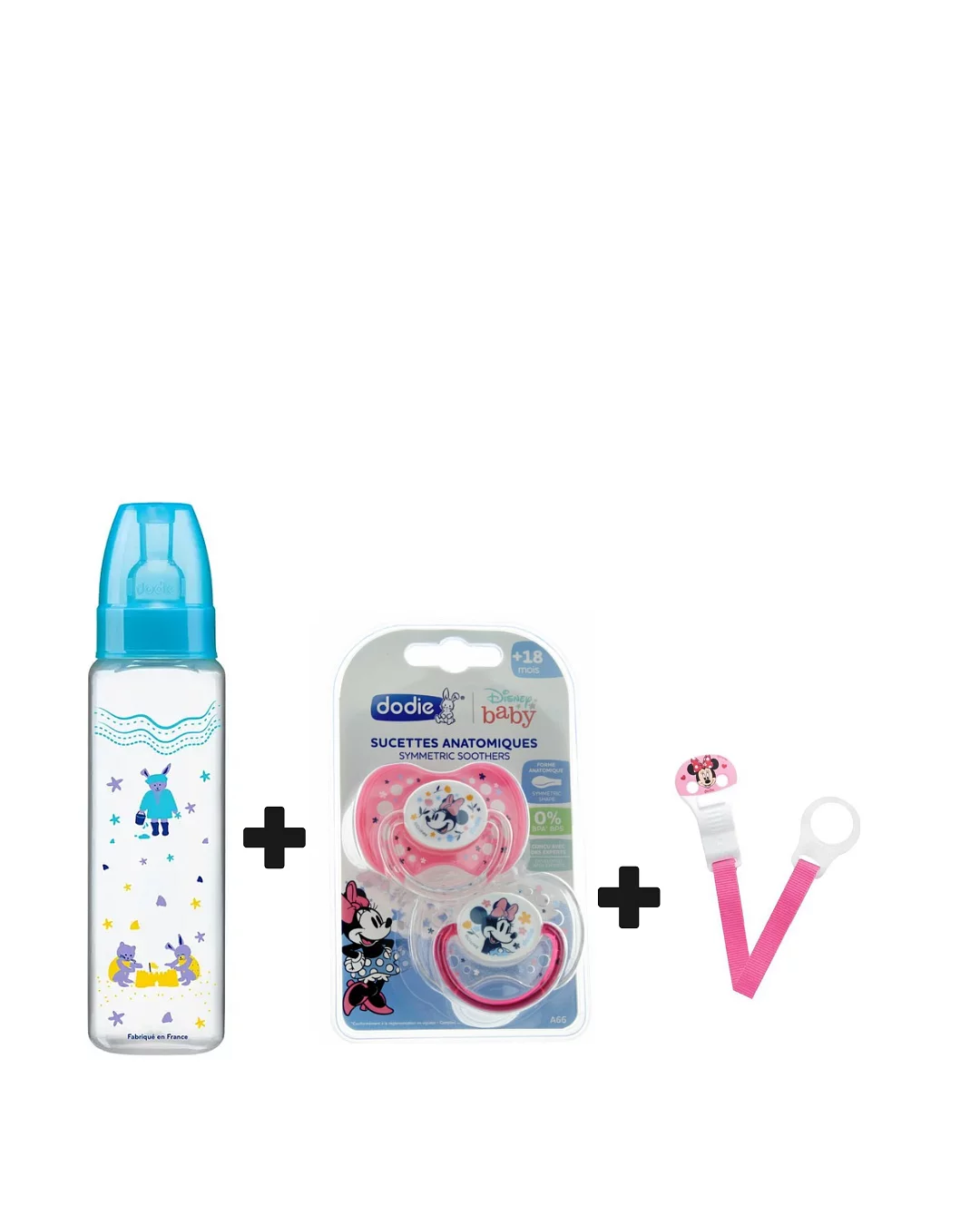 DODIE TROUSSE VANITY BIBERON ETROIT + SUCETTE 18MOIS + ATTACHE SUCETTE RUBAN