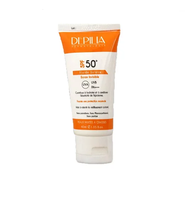 Depilia Photoprotection Fluide Solaire Invisible Spf50+ Peaux Mixtes A Grasses 40ml