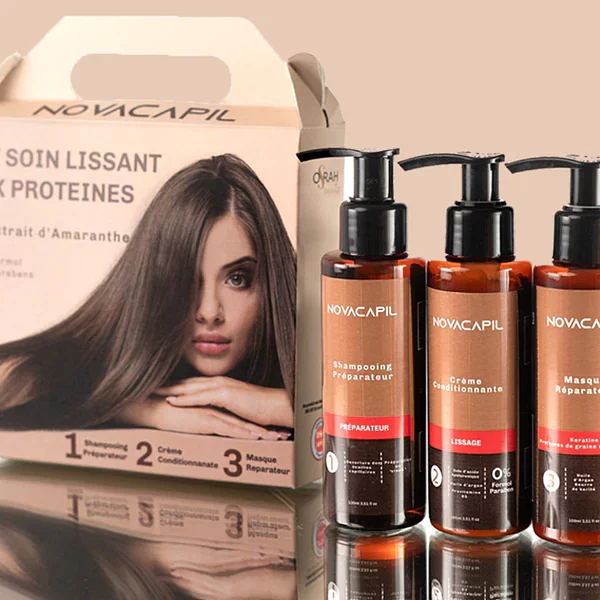 Novacapil Kit Soin Lissant Aux Proteines Shampooing Reparateur 100ml + Creme Conditionnante 100ml + Masque Reparateur 100ml