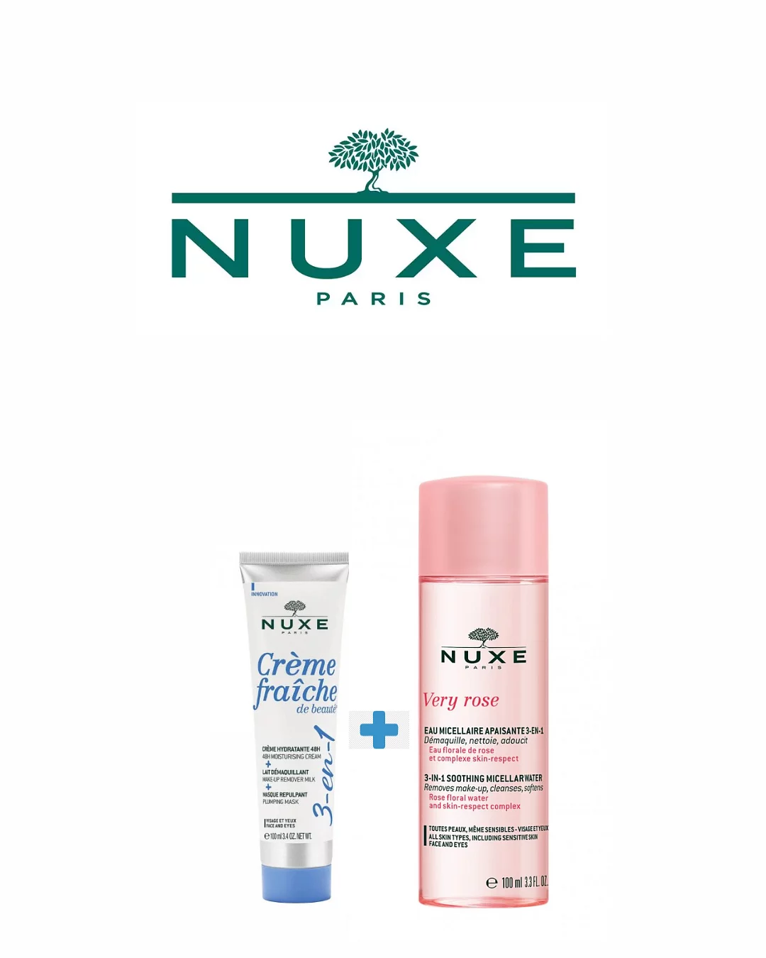 Nuxe Pack Creme Fraiche De Beaute Creme Riche Peau Seche 30ml + Very Rose Eau Micellaire Apaisante 3en 1 100ml