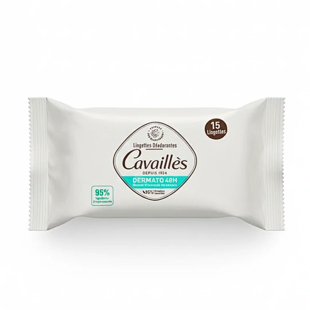 CAVAILLES LINGETTES DEODORANTES DERMATO 48H BOITE DE 15