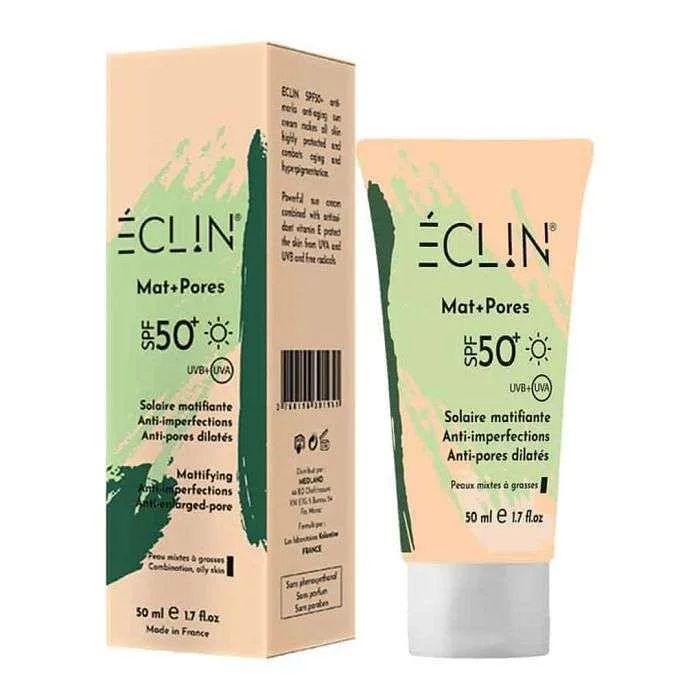 Eclin Mat + Pores Creme Solaire Anti-imperfections Spf50+ 50ml