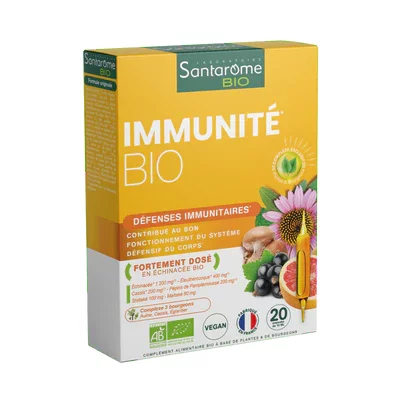 SANTAROME BIO IMMUNITE BIO BOITE DE 20 AMPOULES DE 10ML