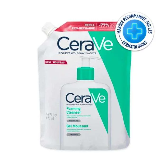CERAVE GEL MOUSSANT ECO-RECHARGE PEAUX NORMALES A GRASSES 473ML