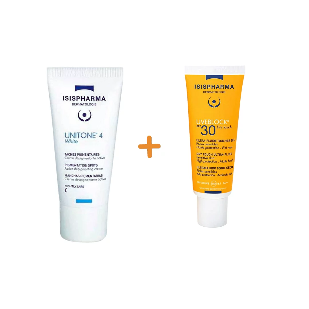 ISISPHARMA UNITONE 4 WHITE CREME 30ML + UVEBLOCK SPF80 INVISIBLE 40ML
