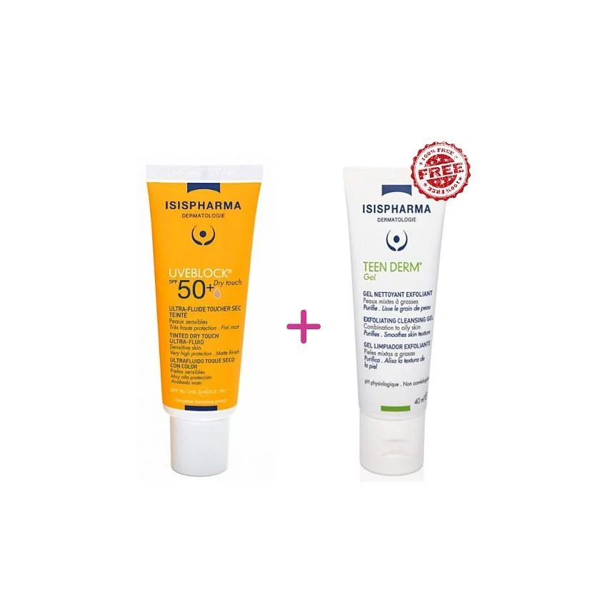 Isispharma Pack Uveblock Spf50+ Dry Touch Teinte Medium + Teen Derm Gel 40ml