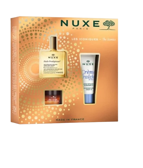 Nuxe Coffret Les Iconiques Huile Prodigieuse 50ml + Creme Fraiche 30ml + Baume A Levres 15g