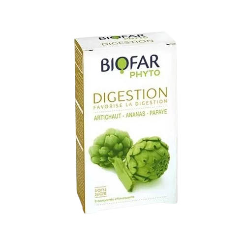 Biofar Phyto Digestion Artichaut Ananas Papaye Boite De 8 Comprimes Effervescents