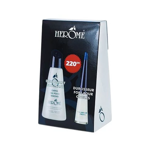 Herome Pack Dissolvant Soignant 120ml + Durcisseur Fort Pour Ongles 10ml