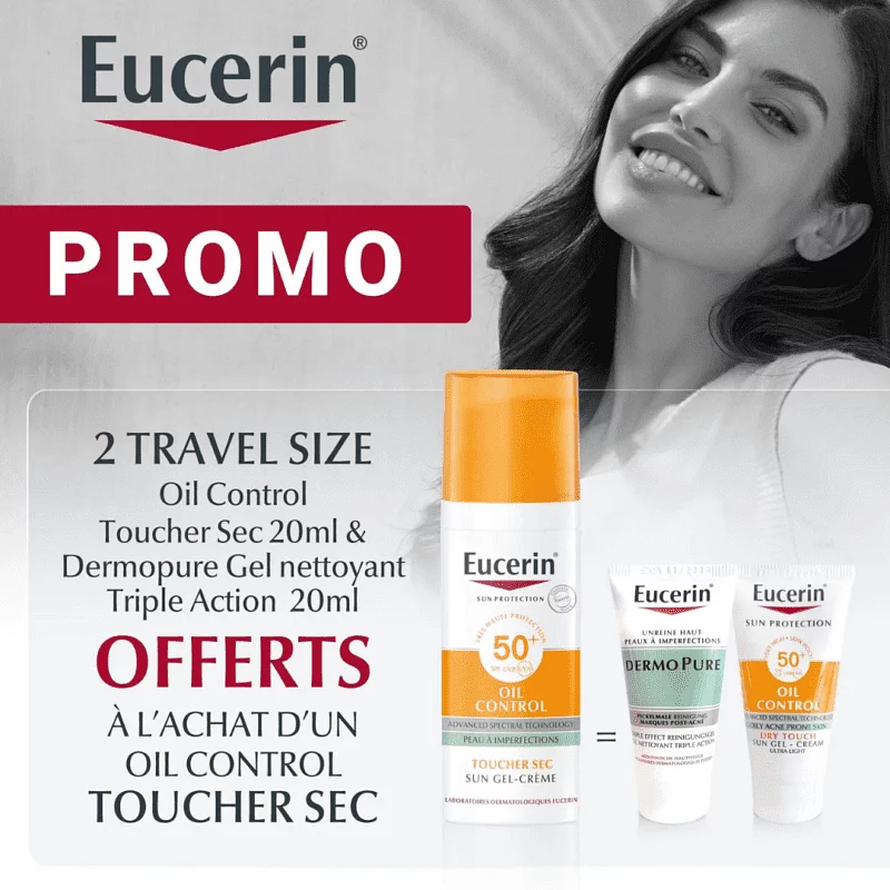 Eucerin Travel Pack Oil Control Spf50+ 50ml + Oil Control Toucher Sec 20ml + Dermopure Gel Nettoyant Triple Action 20ml